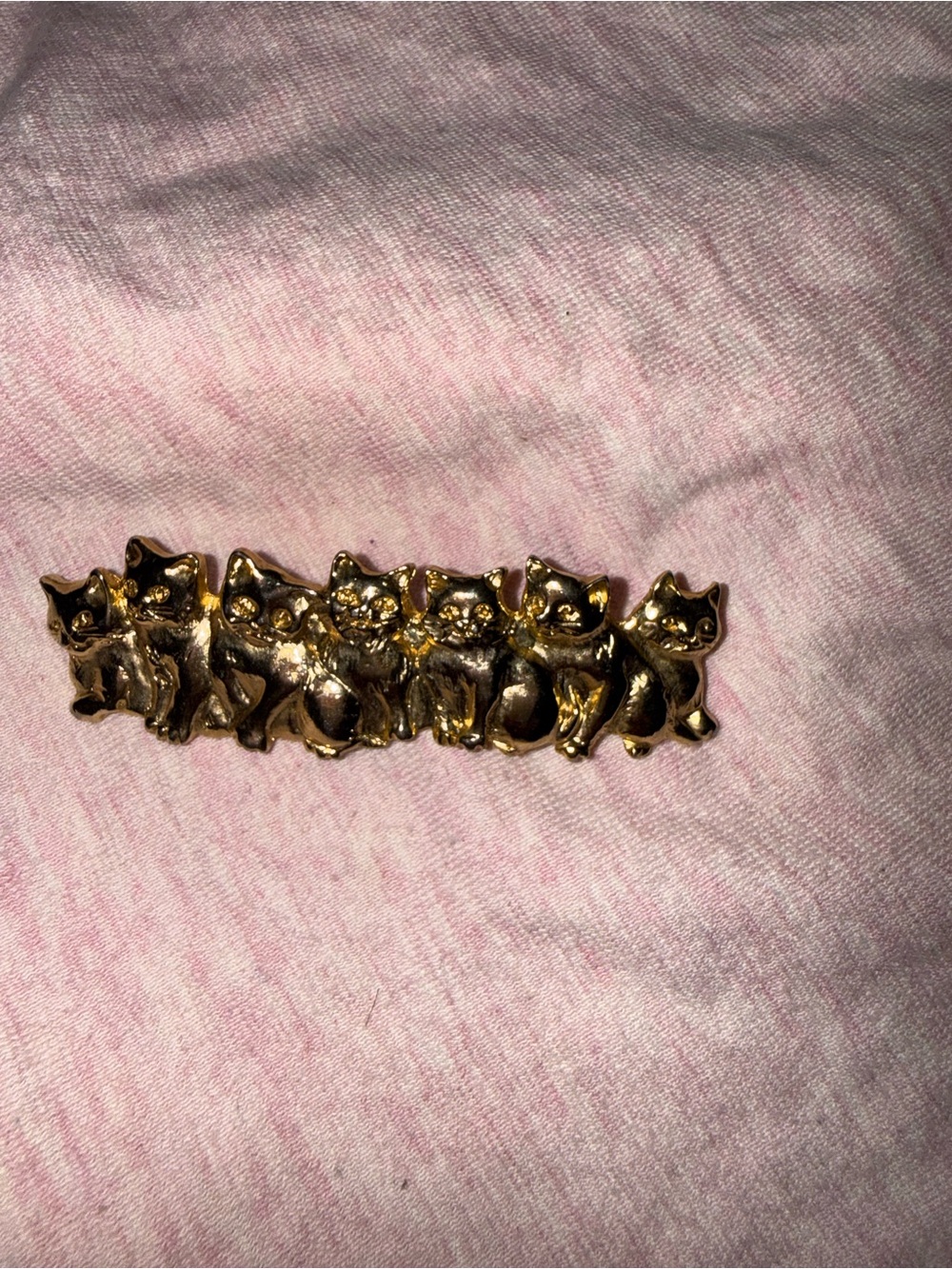 Gold Cat Row Brooch Pin